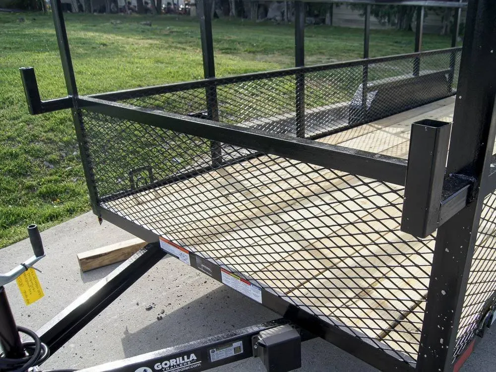 6.4×20 Straight Deck Tandem Utility Trailer Mesh Sides Double Ladder Racks — view 9