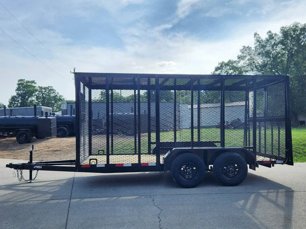 6.4×14 Straight Deck Utility Trailer 6ft Mesh Sides with Metal Roof (2) 3,500lb Axles — view 3