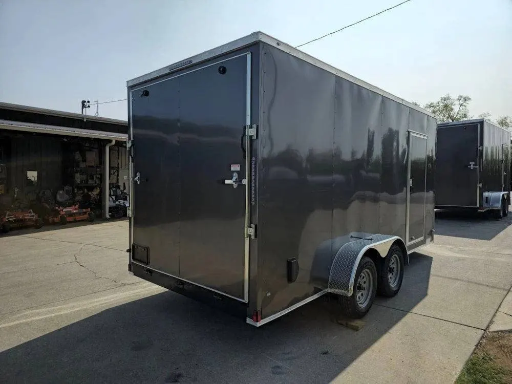 7×16 Charcoal V-Nose Enclosed Storage Trailer (2) 3,500lb Axles — view 4