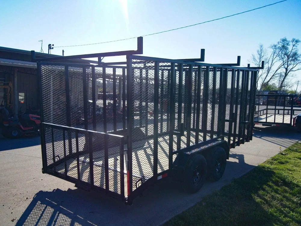 7×16 Dovetail Utility Trailer with 6ft Mesh Sides and Ladder Racks (2) 5,200lb Axles — view 6