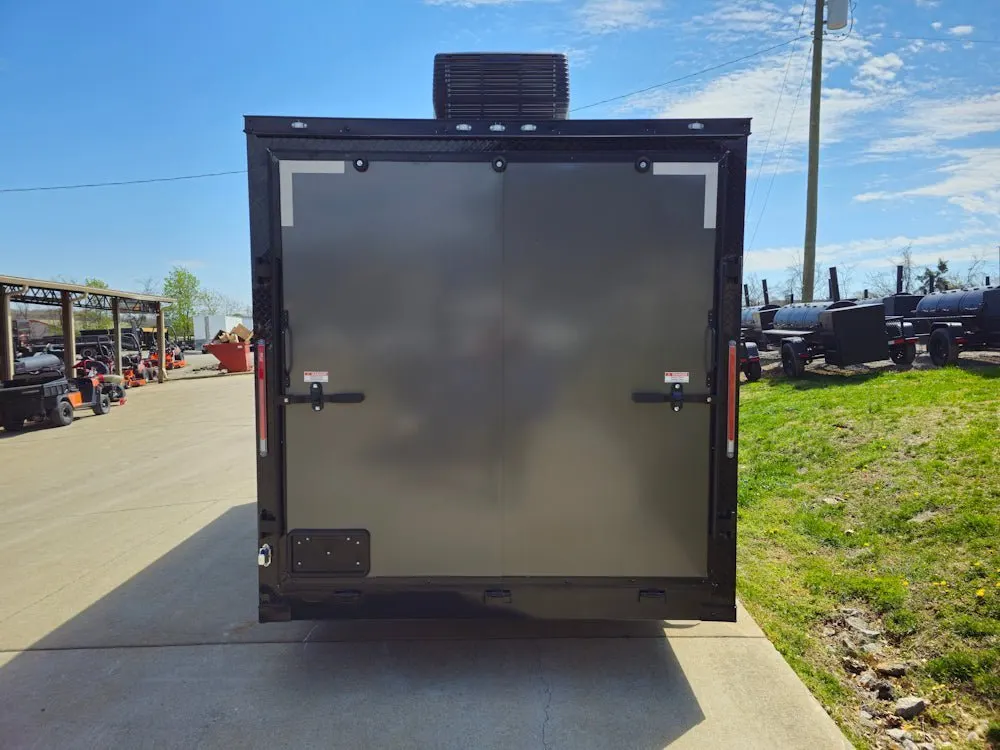 7×14 Charcoal V-Nose Enclosed Trailer (2) 3,500lb Axles Windows Elect & Blkout Pkg — view 8