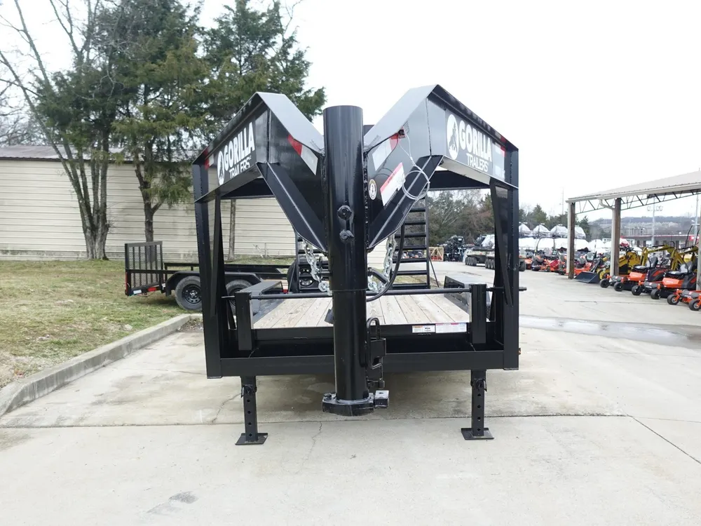 7×14 Gooseneck Equipment Trailer (2) 7K Axles with Stand-Up Ramps 14k Gvwr — view 2