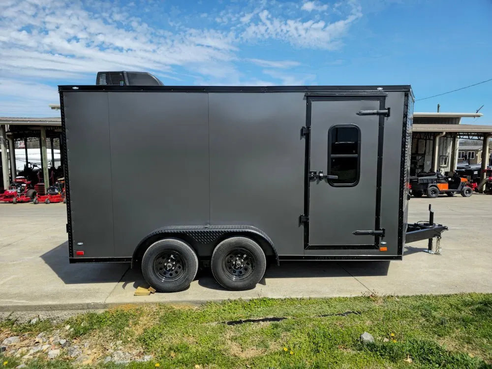 7×14 Charcoal V-Nose Enclosed Trailer (2) 3,500lb Axles Windows Elect & Blkout Pkg — view 10