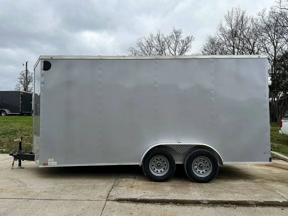 7×16 Silver V-Nose Enclosed Trailer (2) 3,500lb Axles 7ft Interior — view 3