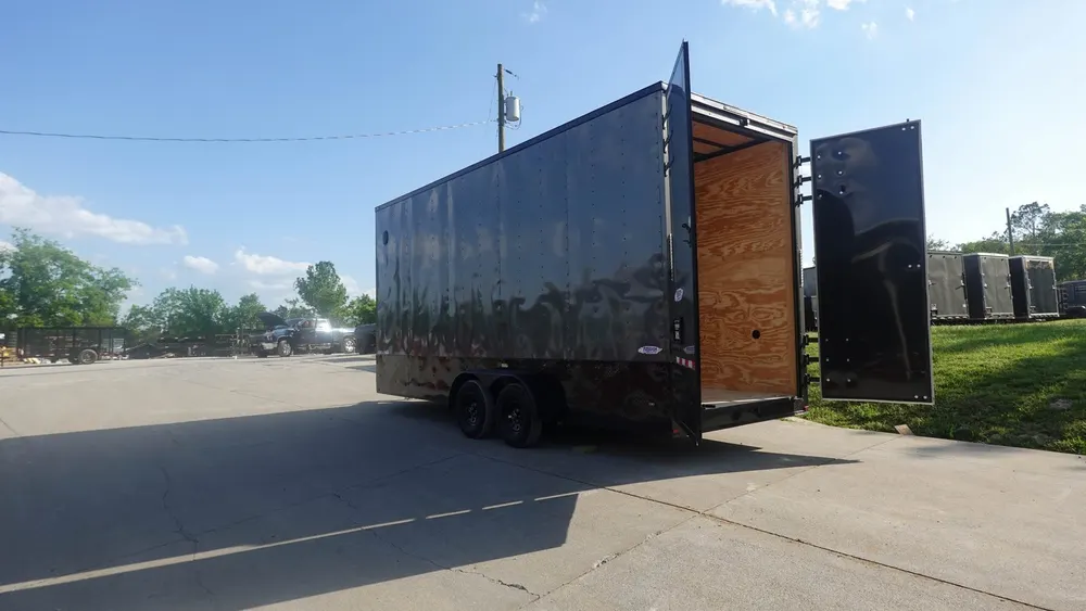7×20 V Nose Charcoal With Black Out Trim Enclosed Trailer (2) 3500 LB Axles 9 Ft Interior height Barn Doors — view 11