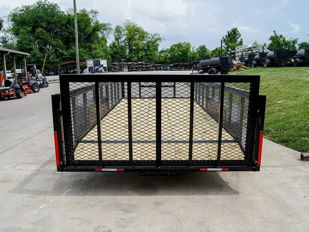 6.4×18 Powder Coated Dovetail Utility Trailer with 2ft Mesh Sides (2) 3500lb Axles — view 6