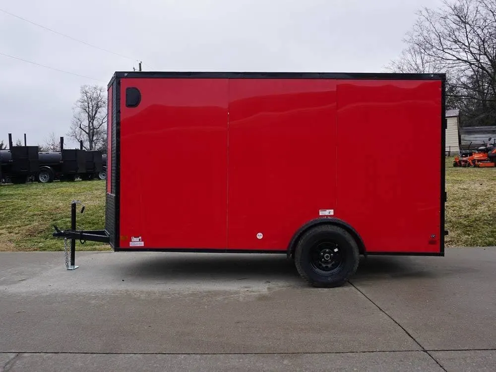 6×12 Enclosed Trailer Red V-Nose Blackout Package 3,500lb Axle Storage — view 5