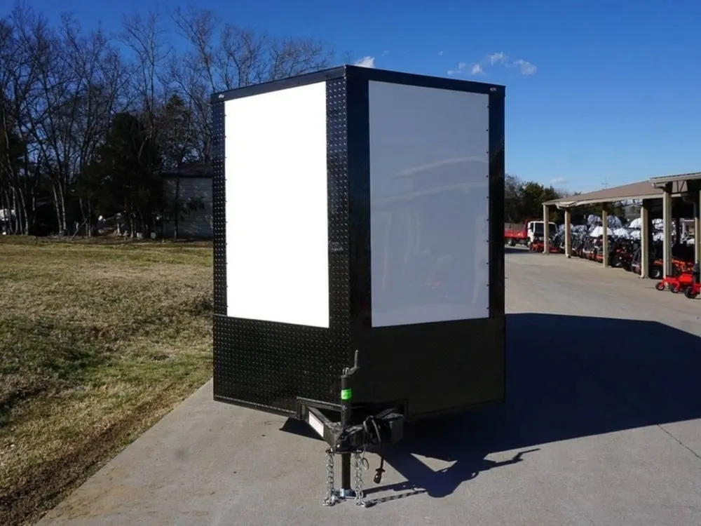 7×16 Enclosed Trailer White V-Nose Blackout Package Tandem Axle Storage — view 2