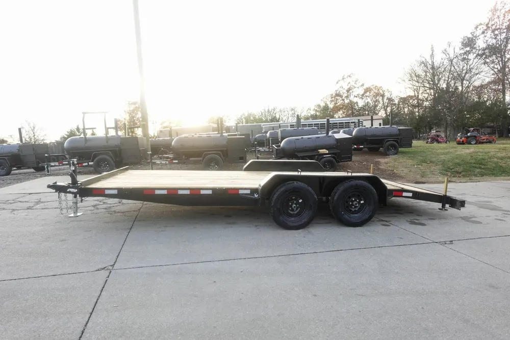7×18 Wood Deck Car Hauler (2) 3500lb Axle w/ Brake and Ramps — view 4