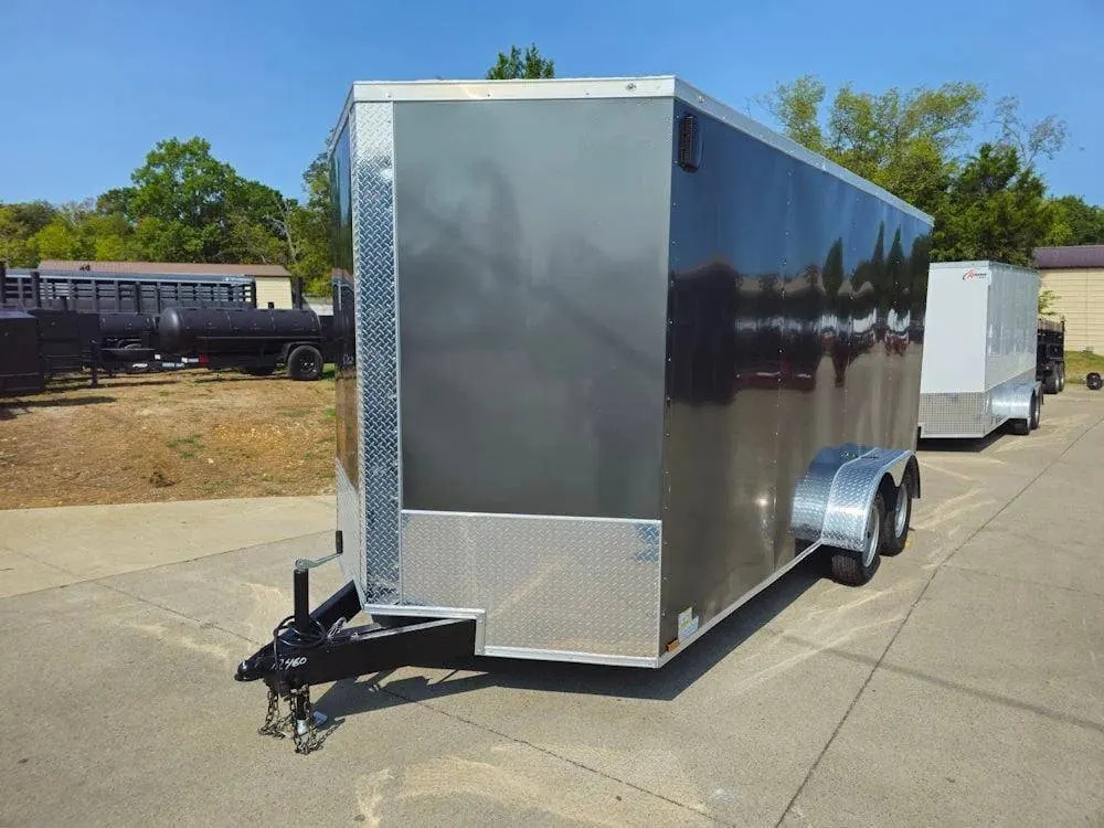 7×16 Charcoal V-Nose Enclosed Storage Trailer (2) 3,500lb Axles — view 3