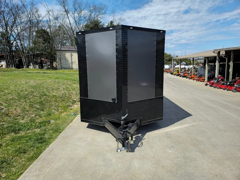 7×14 Charcoal V-Nose Enclosed Trailer (2) 3,500lb Axles Windows Elect & Blkout Pkg — view 3