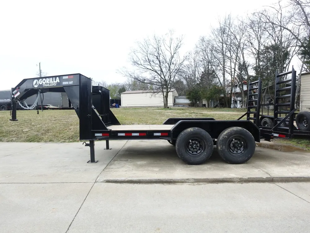 7×14 Gooseneck Equipment Trailer (2) 7K Axles with Stand-Up Ramps 14k Gvwr — view 3