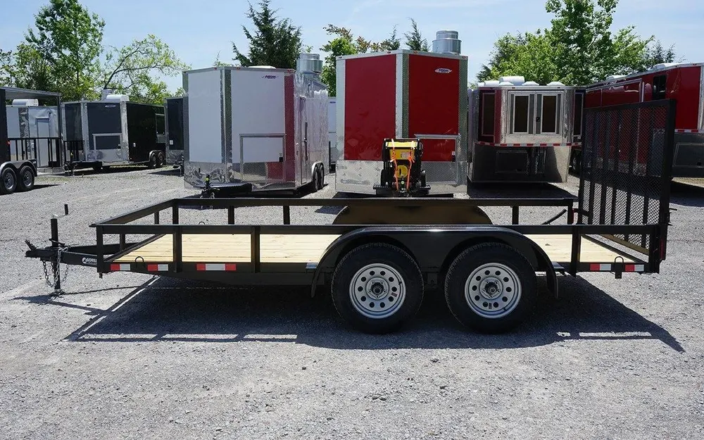 Utility Trailer 6.4′ x 14′ Spring Assist A-Frame Tall Gate Double Axle 7K GVWR — view 3