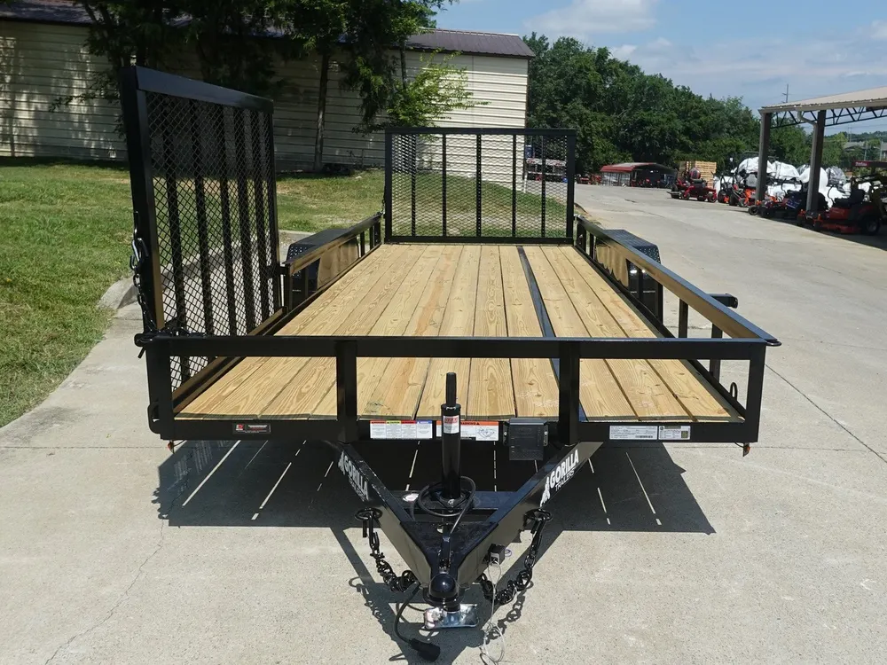 7×20 Powder Coated Straight Deck Utility Trailer with Side Gate (2) 3,500lb Axles — view 2