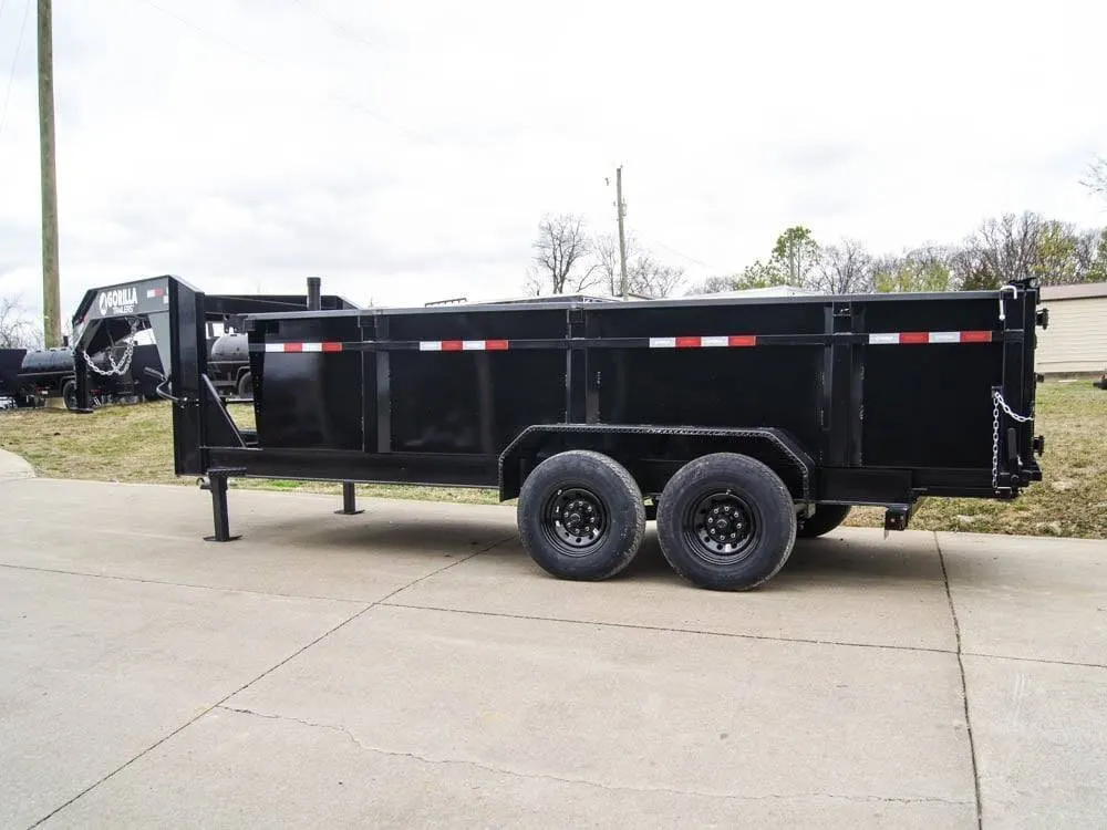 7×16 Gorilla Telescopic Gooseneck IBeam Dump Trailer 3ft Sides (2) 7K Axles — view 5