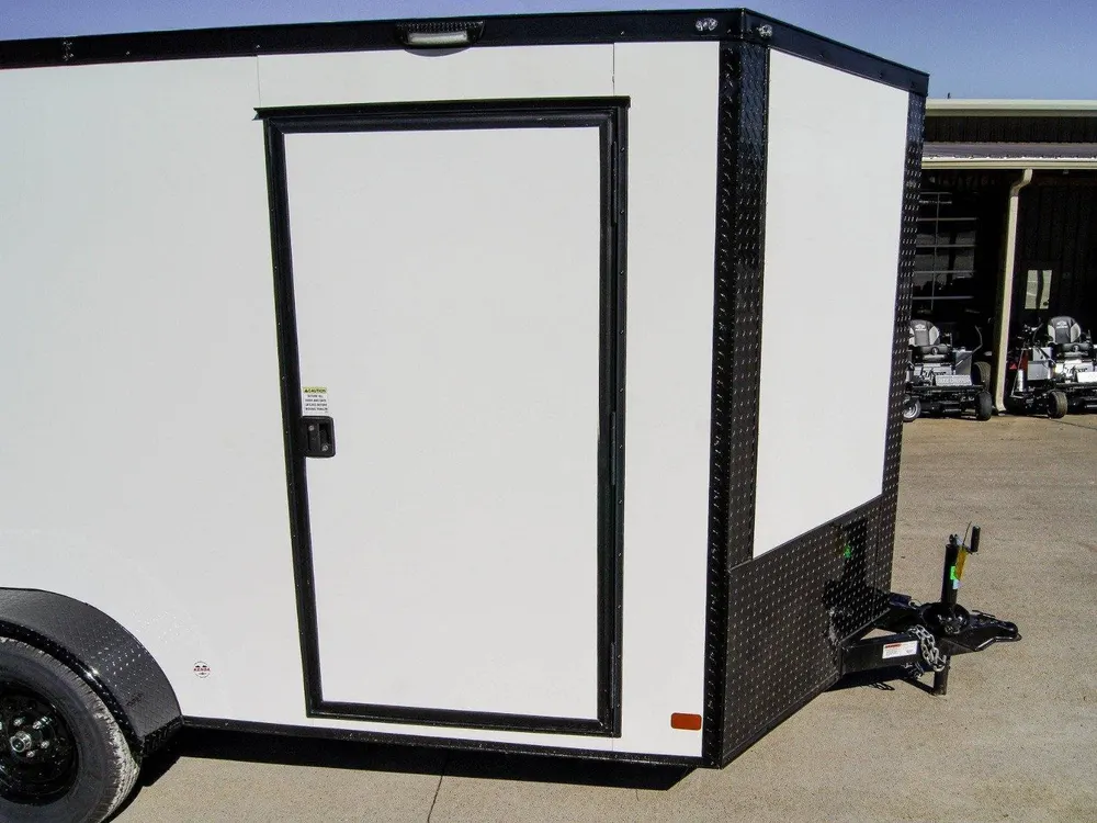 7×14 Enclosed Trailer White V-Nose Blackout Package (2) 3,500lb Axles — view 12