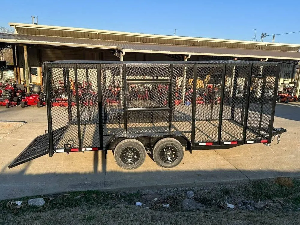 6.4×16 Straight Deck Utility Trailer 6ft Mesh Sides Roof (2) 3,500lb Axles — view 6