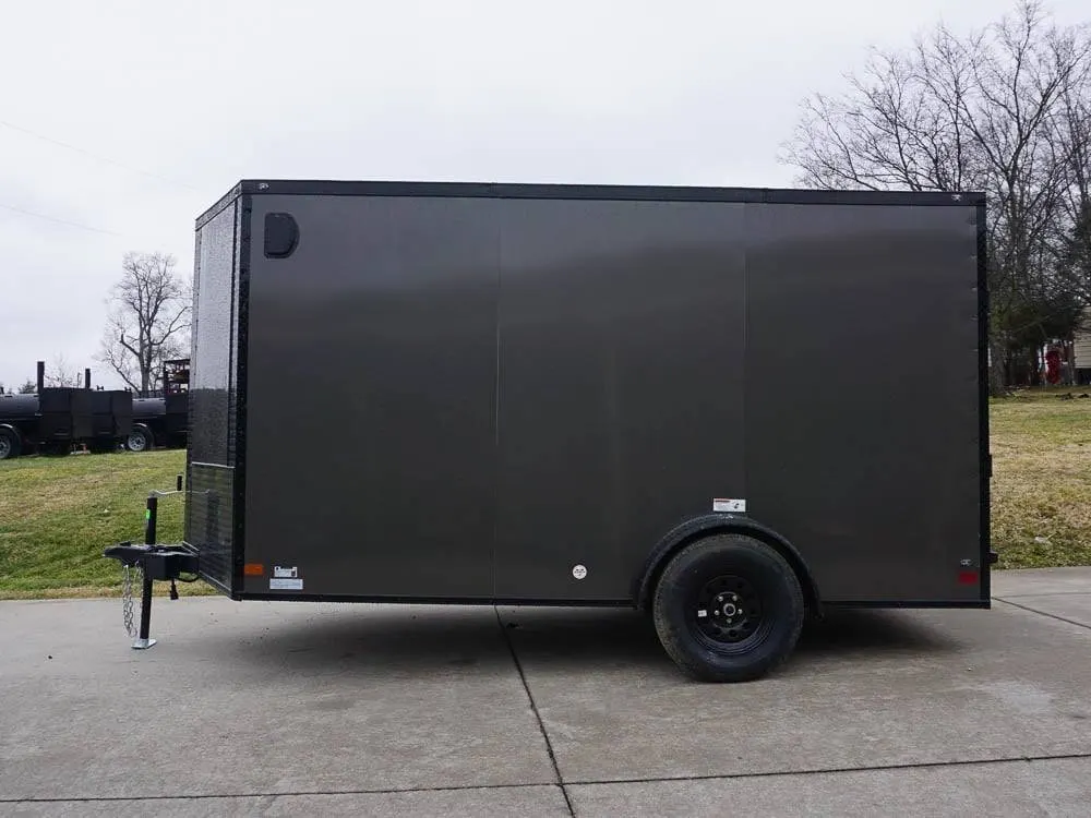 7×12 Enclosed Trailer Charcoal V-Nose Blackout Package 3,500lb Axle Storage — view 4