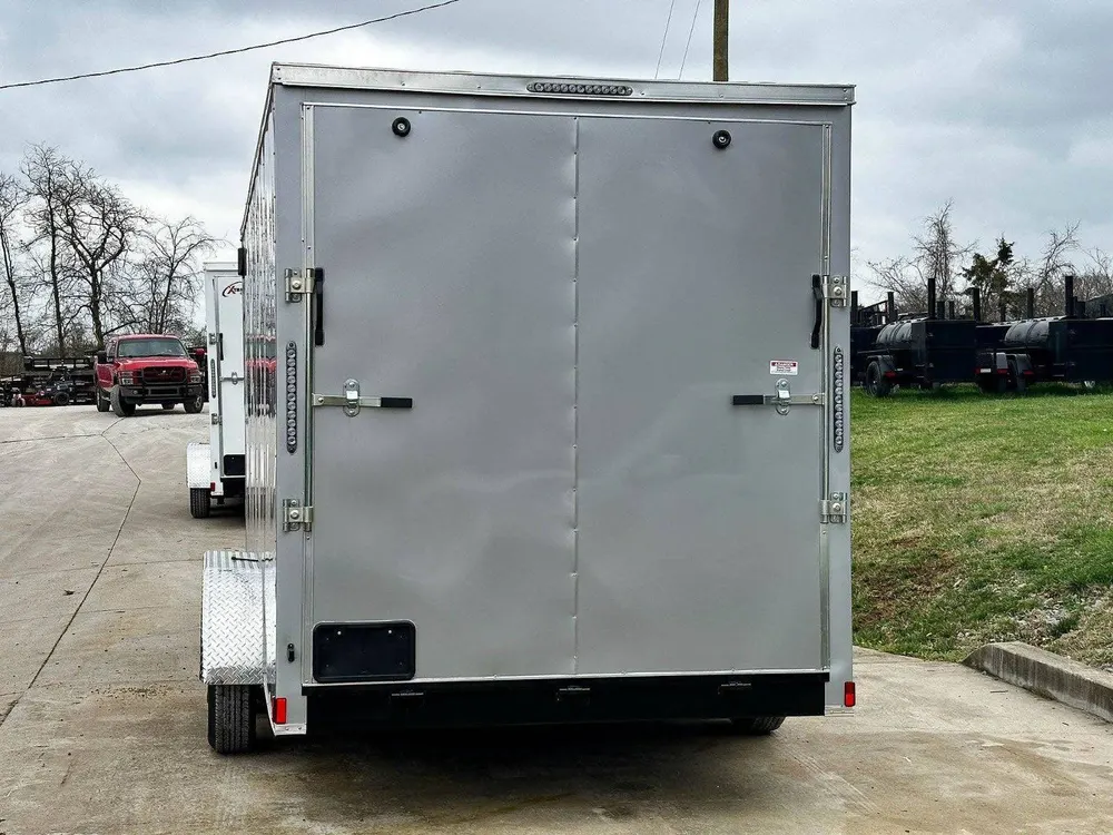 7×16 Silver V-Nose Enclosed Trailer (2) 3,500lb Axles 7ft Interior — view 5