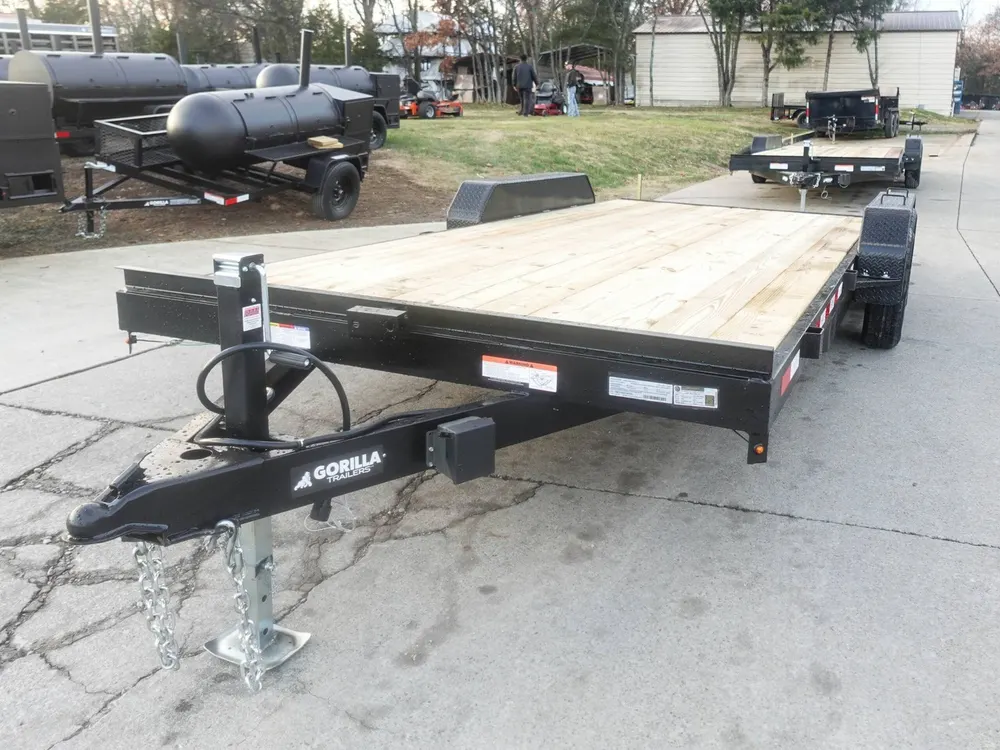 7×18 Wood Deck Car Hauler (2) 3500lb Axle w/ Brake and Ramps — view 3