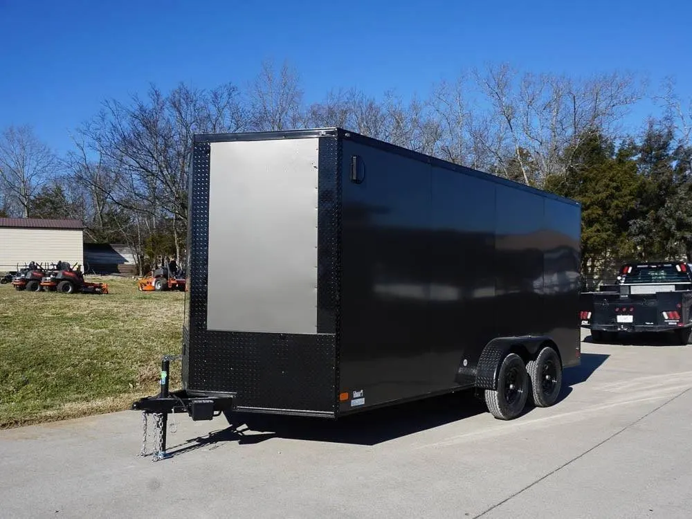 7×16 Enclosed Trailer Charcoal V-Nose Blackout Package Tandem Axle Storage — view 3