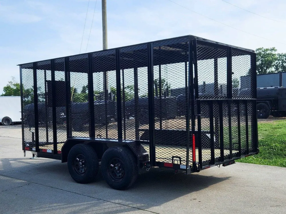 6.4×14 Straight Deck Utility Trailer 6ft Mesh Sides with Metal Roof (2) 3,500lb Axles — view 4