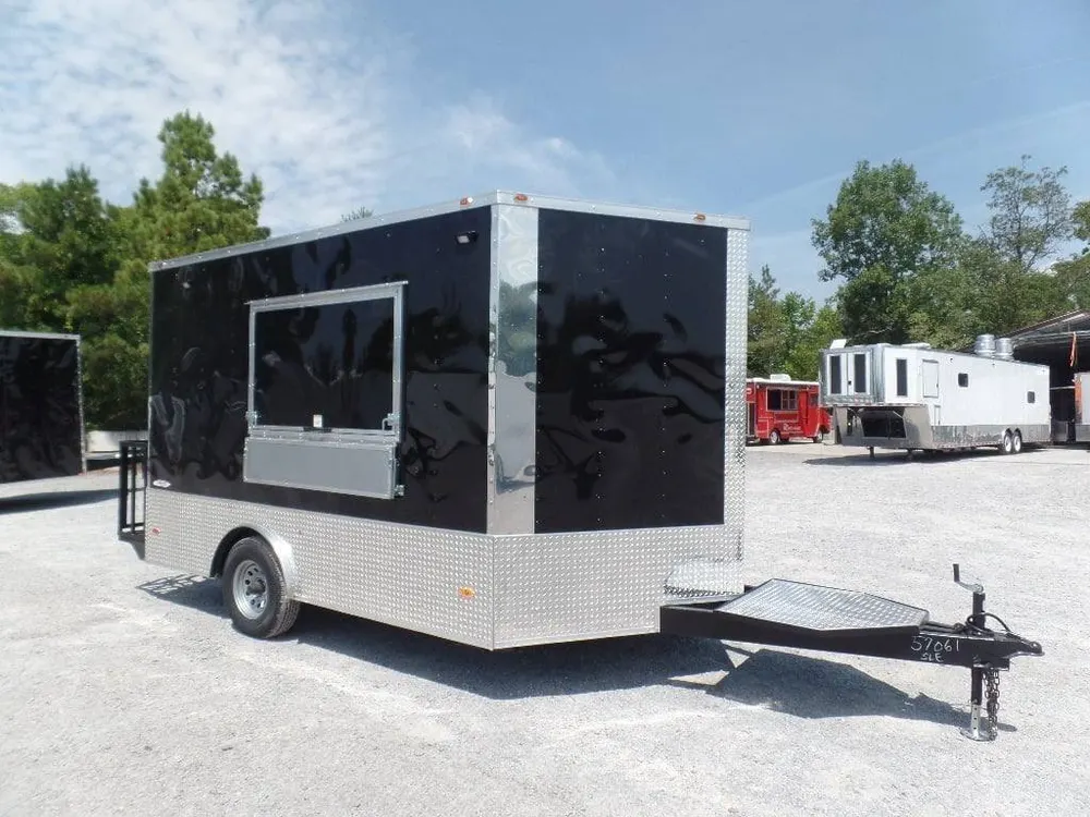 8.5′ x 12′ Black Concession Food Trailer — view 8