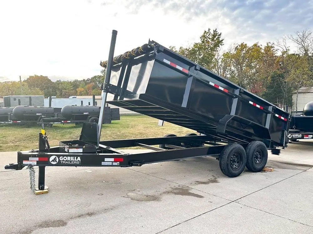 7×16 Gorilla Telescopic IBeam Dump Trailer with 3ft Sides (2) 7K Axles 14k GVWR — view 2