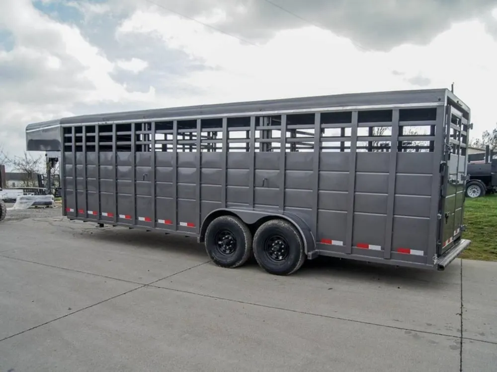 24ft Charcoal Gooseneck Livestock Trailer  (2) 7K Axles — view 4