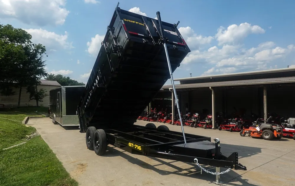 7×16 Telescopic Dump Trailer with 4ft Sides (2) 7K Axles 14k GVWR — view 2
