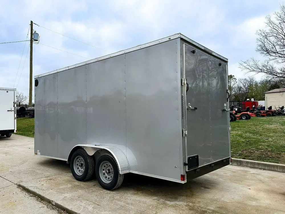 7×16 Silver V-Nose Enclosed Trailer (2) 3,500lb Axles 7ft Interior — view 4