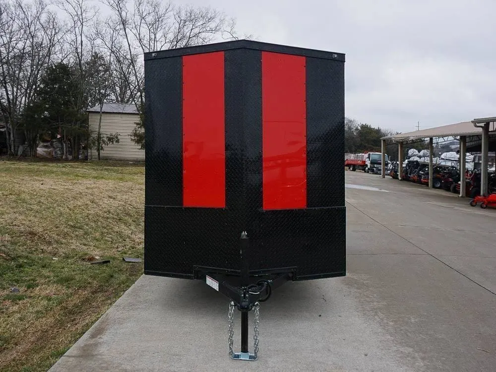6×12 Enclosed Trailer Red V-Nose Blackout Package 3,500lb Axle Storage — view 2