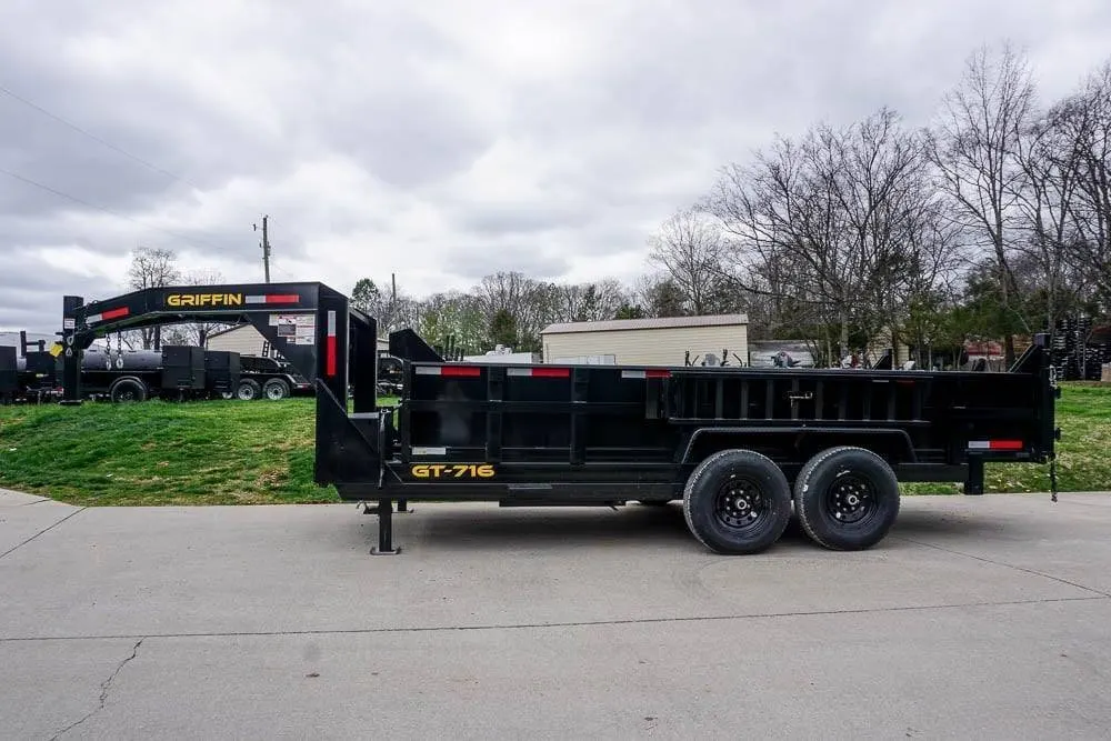 Hydraulic 7’x16′ 2ft Side Gooseneck Dump Trailer (2) 7K Axles — view 4