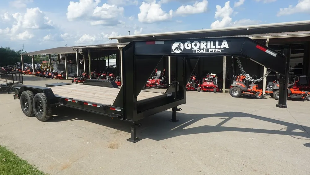 7×18 Gooseneck Equipment Trailer (2) 7K Axles & Mini King Kong Ramps 14k GVWR — view 2